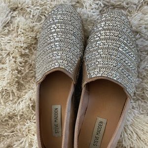 Steve Madden cork bedazzled platform heels